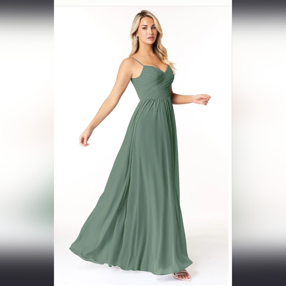 Azazie Lisbon Eucalyptus A-Line Sweetheart Neckline Chiffon Bridesmaid Dress